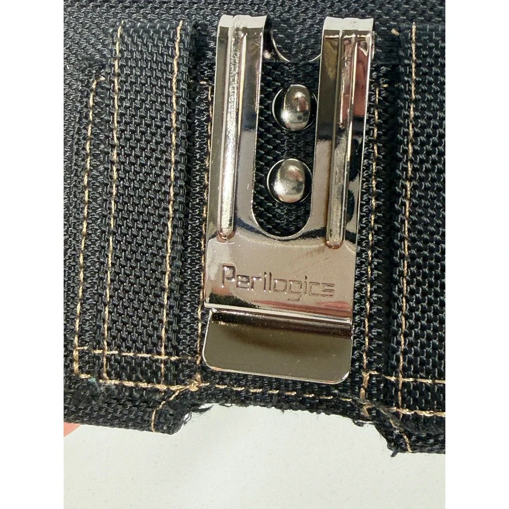 Perilogics Black Nylon Horizontal Universal Phone Holster Belt Clip Pouch Rugged